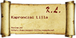Kapronczai Lilla névjegykártya